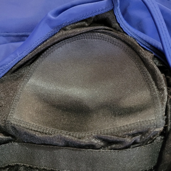 Fit 4 ur Hips Swimsuit Womens 8 Blue 3 Tiered Swim Romper One Piece Built In Bra - Picture 7 of 9